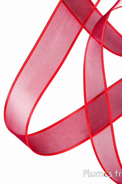 Organzaband mit Drahtkante - Breite 4 cm - rot